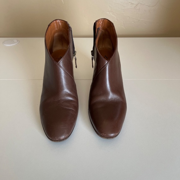 Aquatalia Elodina Brown Heeled Leather Ankle Booties Boot - Picture 2 of 5